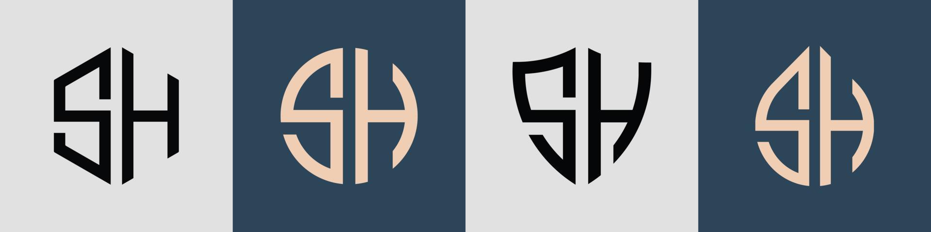 Creative simple Initial Letters SH Logo Designs Bundle. vector