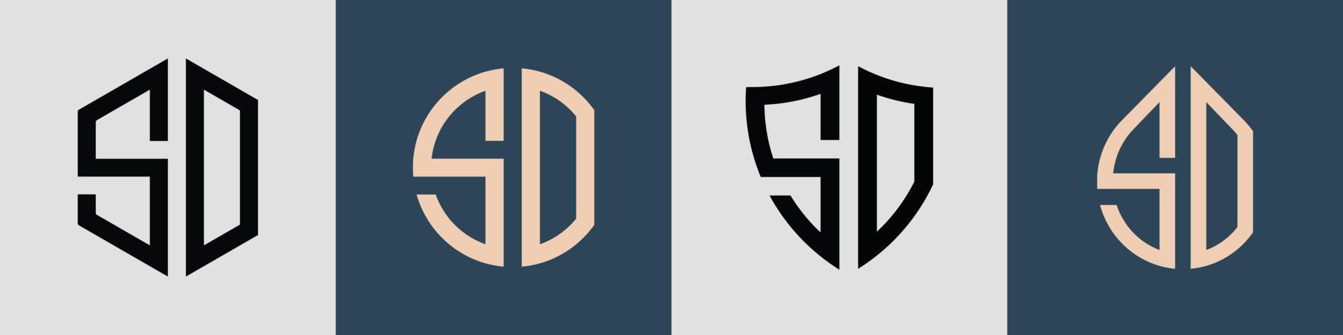 Letras iniciales simples y creativas, así que paquetes de diseños de logotipos. vector