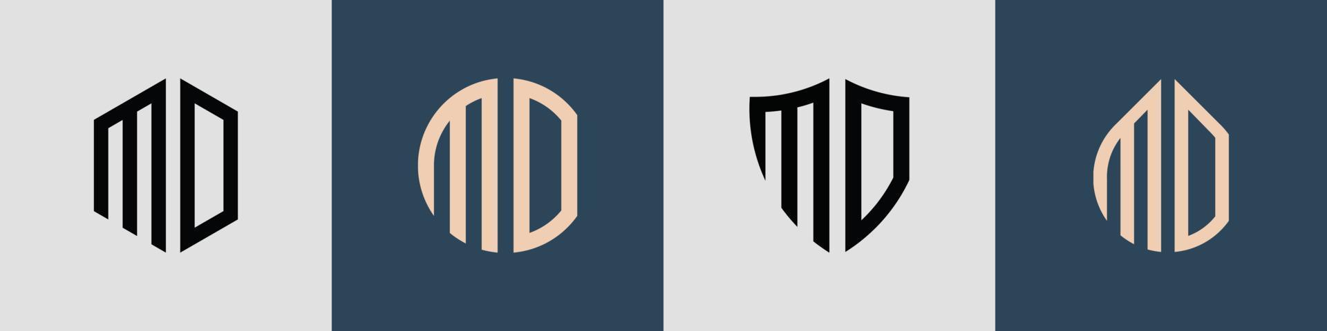 Paquete creativo de diseños de logotipo de letras iniciales simples mo. vector