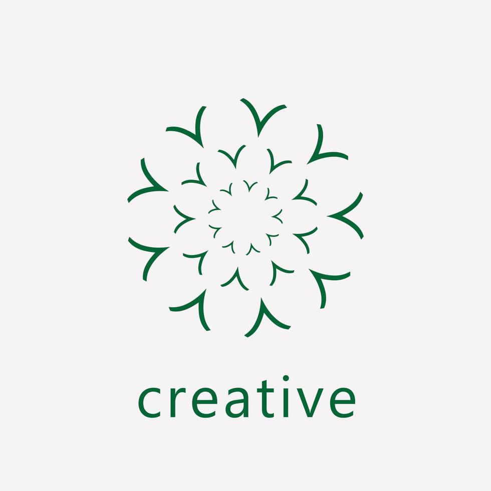 abstract line flower simple flat vector logo design