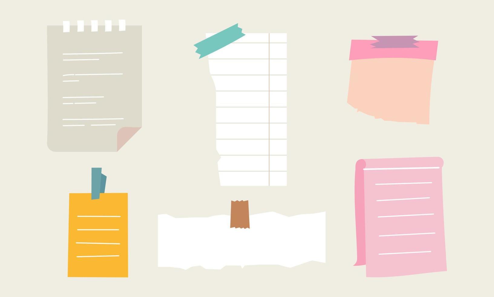 Collection of sticky note illustrations vector