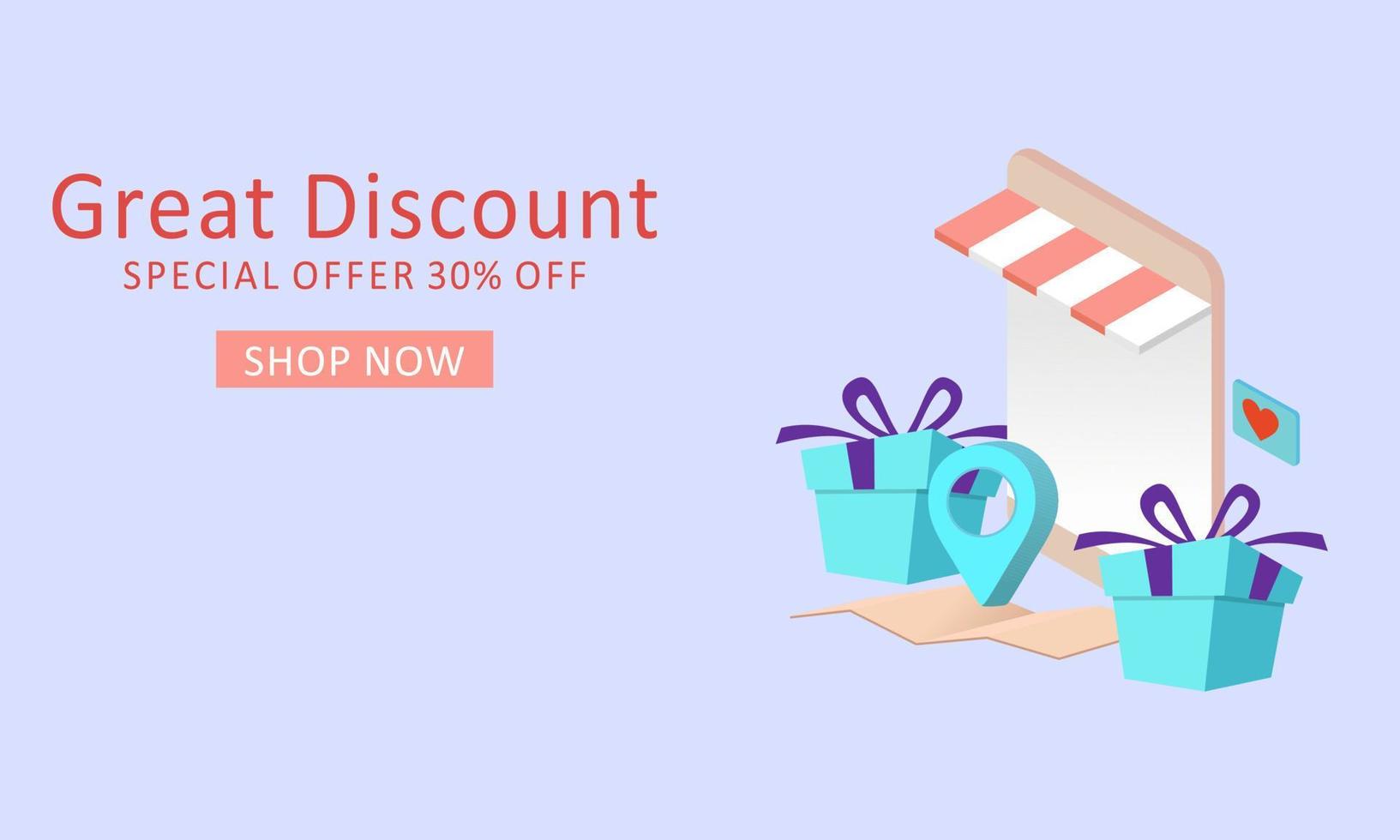 Shopping sale promotion banner. Concept of great discount, suitable for black friday and anniversary vector