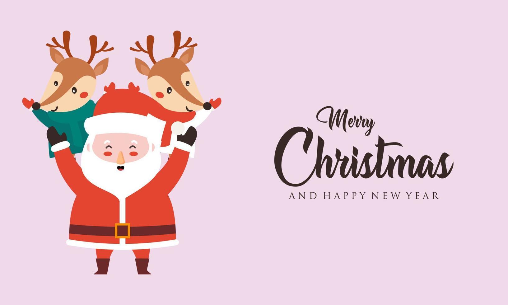 Santa claus and deer background, christmas day vector