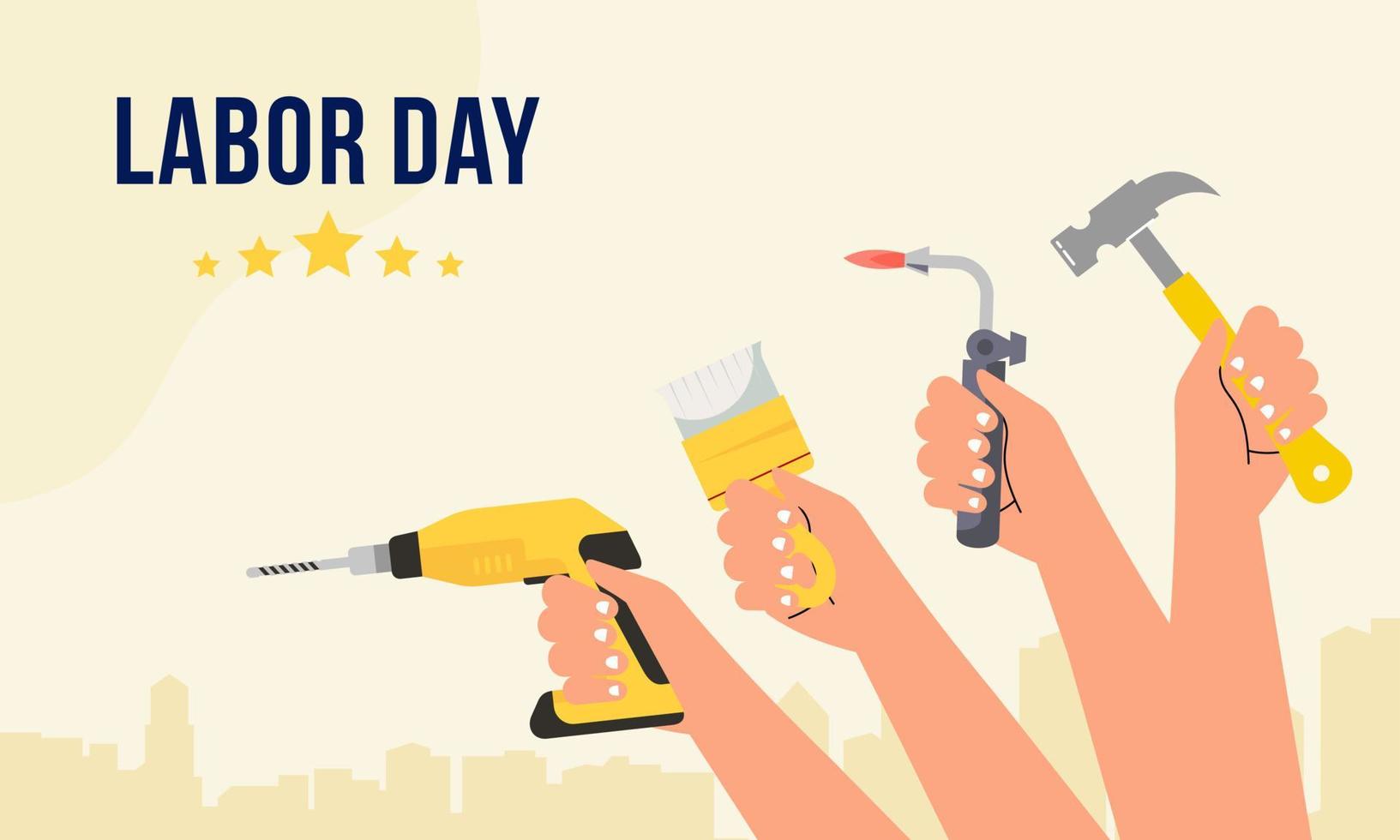 Hand drawn labor day background vector illustration