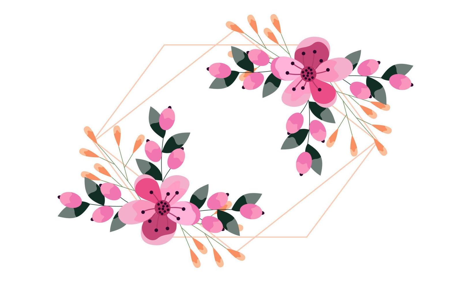 Wedding invitation template with floral frame background vector