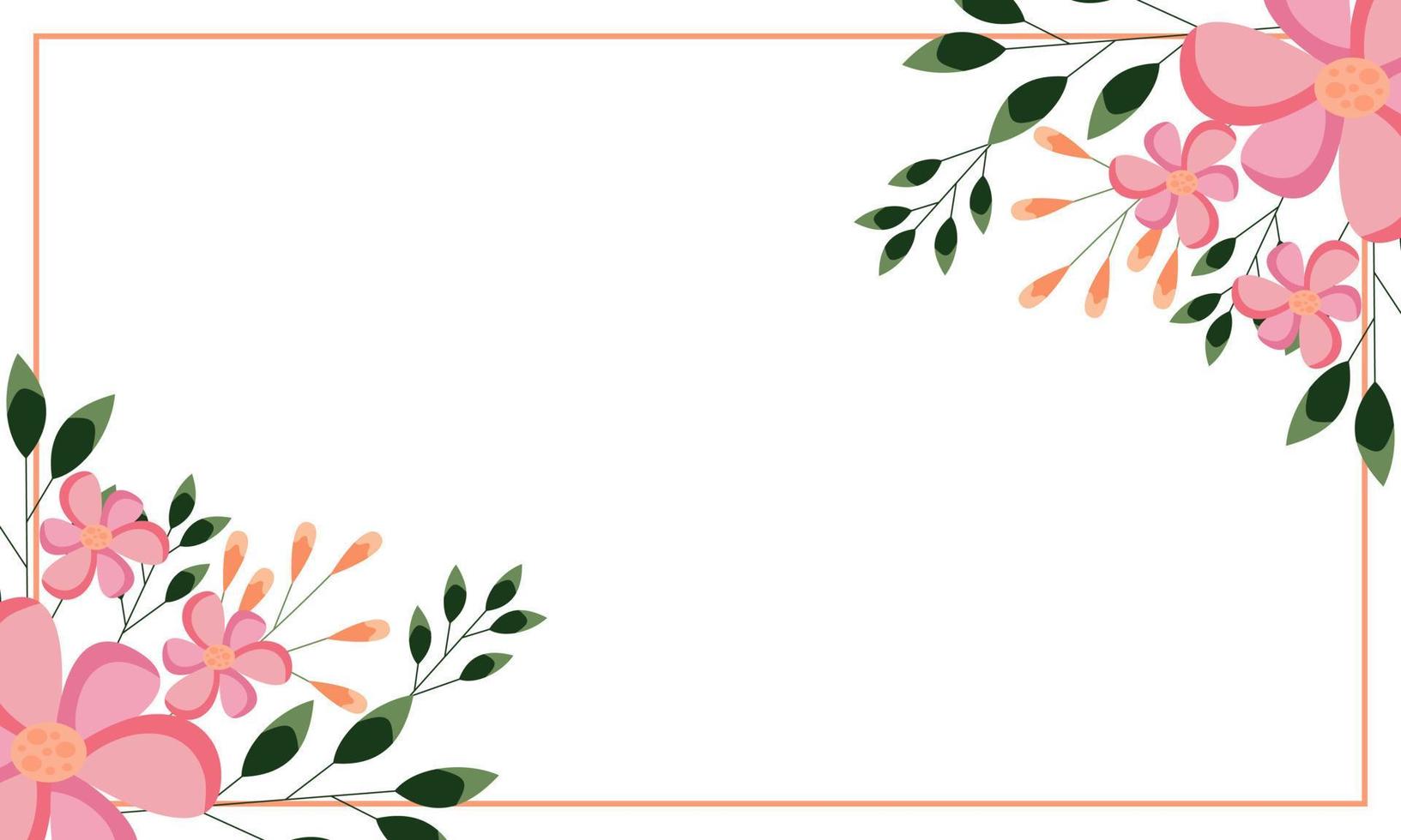 Wedding invitation template with floral frame background vector