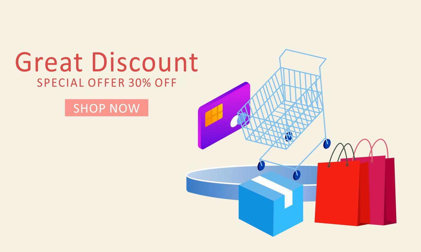 Shopping sale promotion banner. Concept of great discount, suitable for black friday and anniversary vector