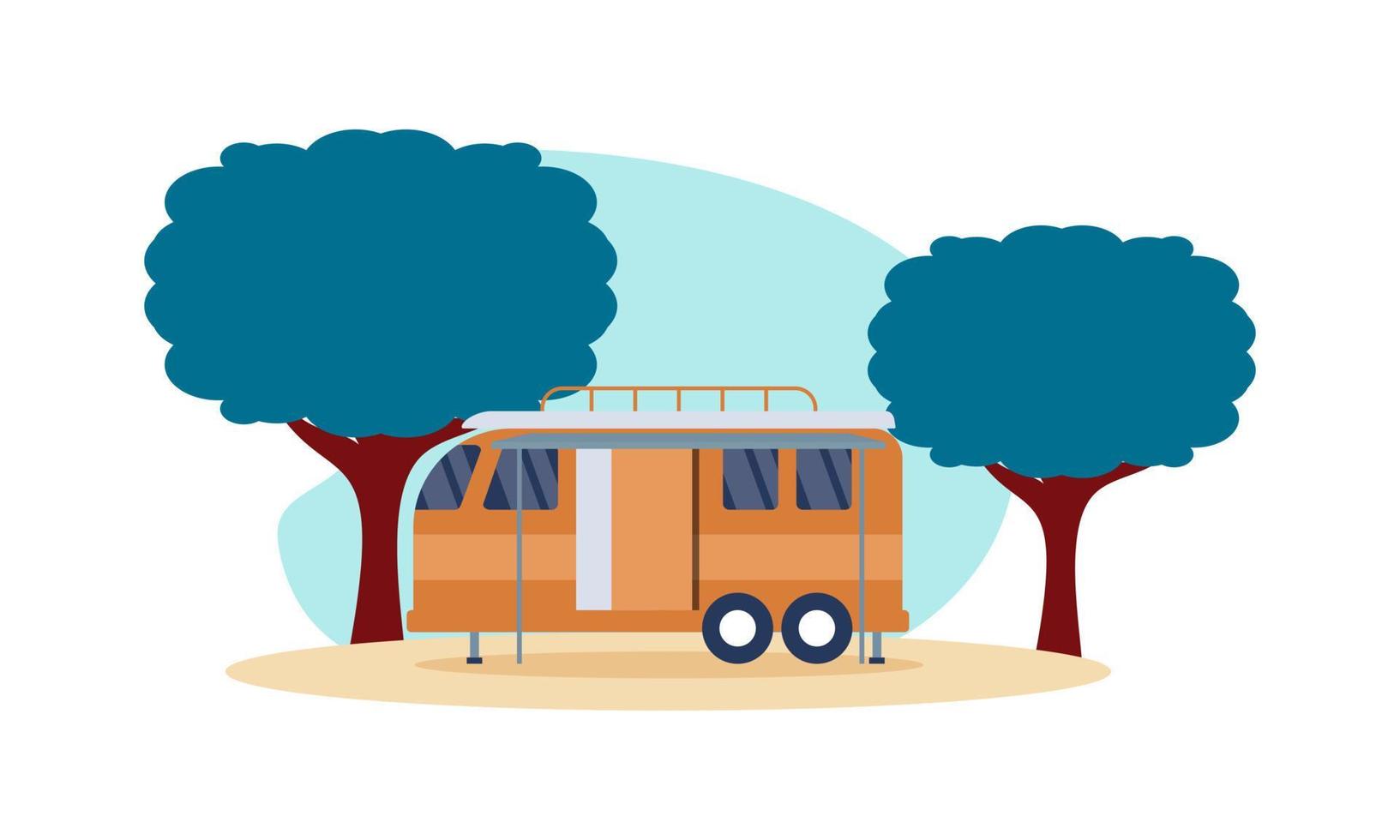 Campervan caravan logo design vector illustration