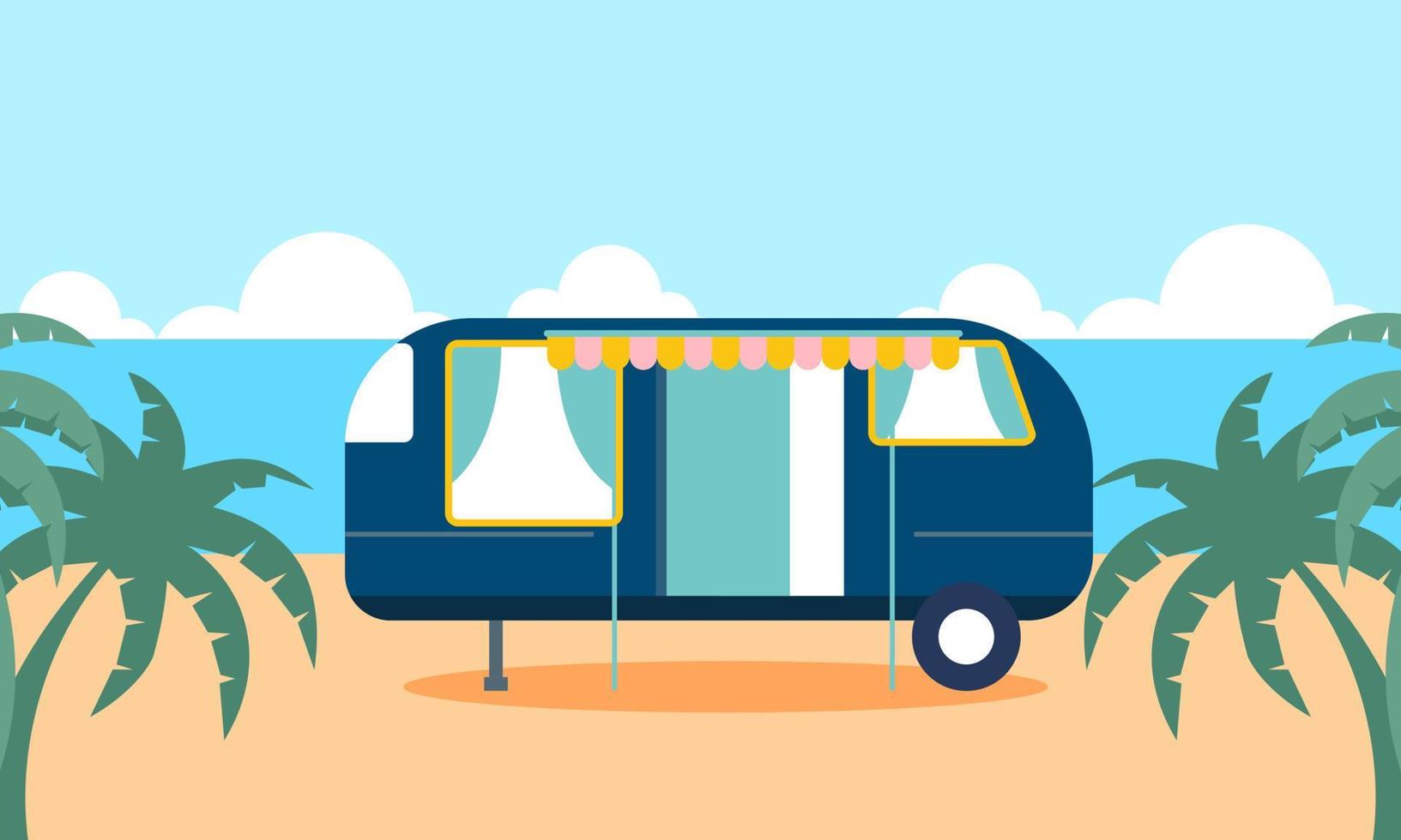 Campervan caravan logo design vector illustration