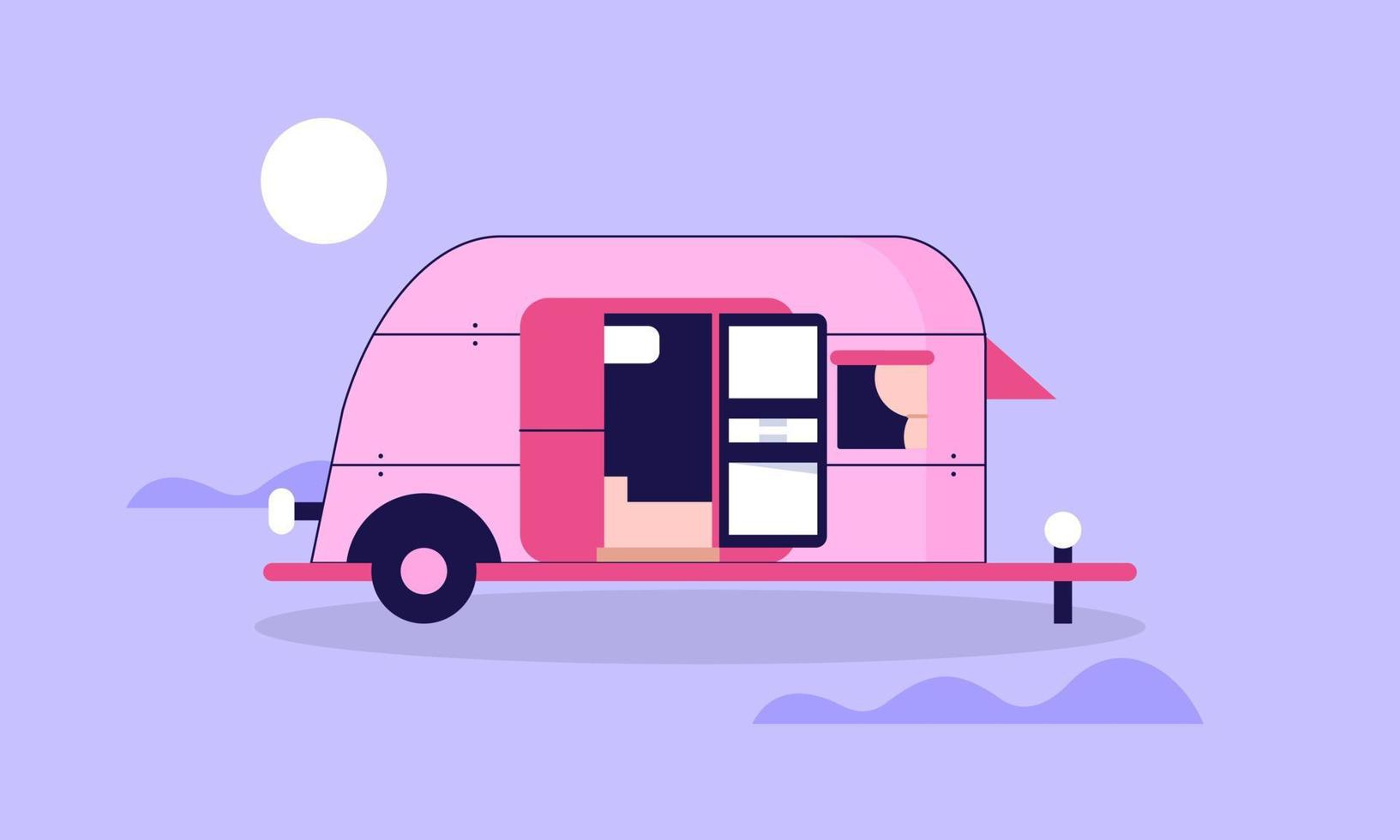 Campervan caravan logo design vector illustration