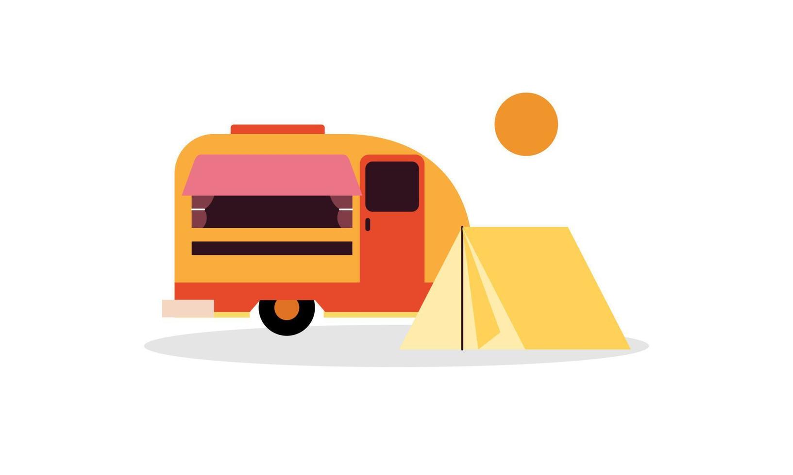 Campervan caravan logo design vector illustration