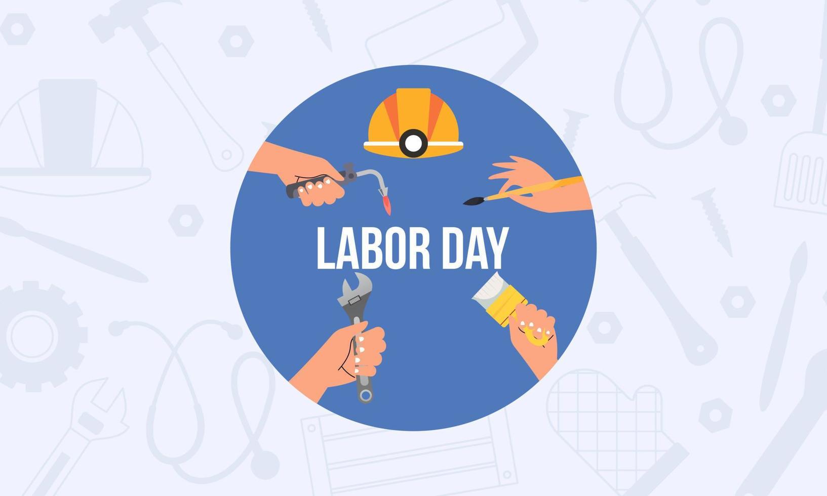 Hand drawn labor day background vector illustration