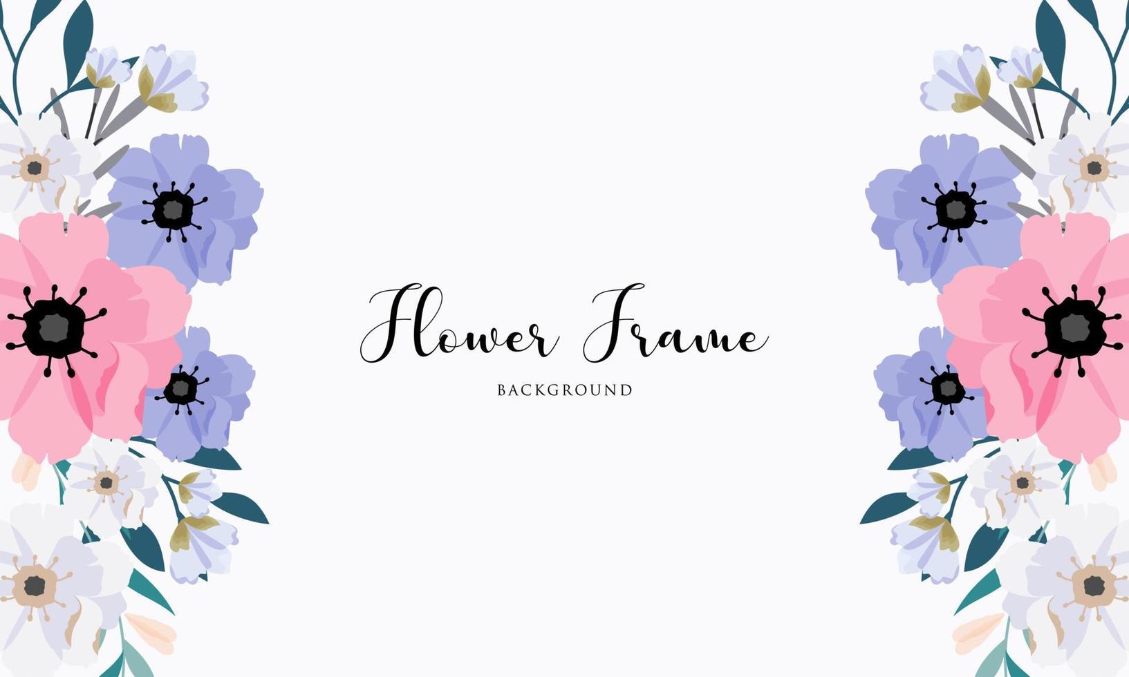 Wedding invitation template with floral frame background vector