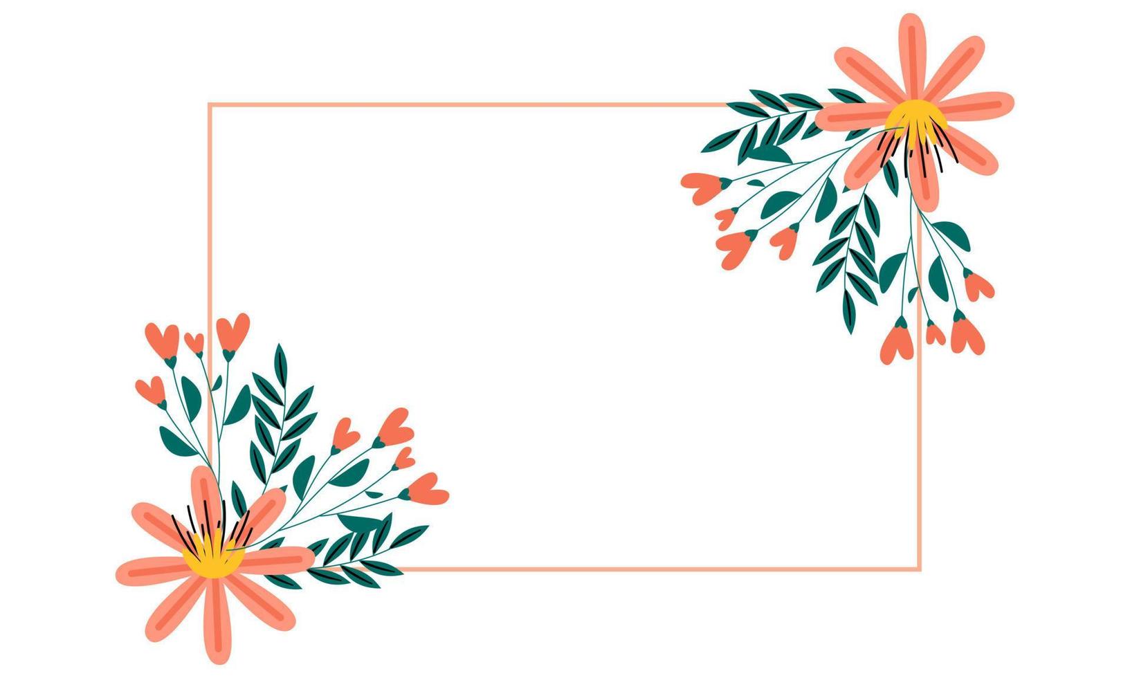 Wedding invitation template with floral frame background vector
