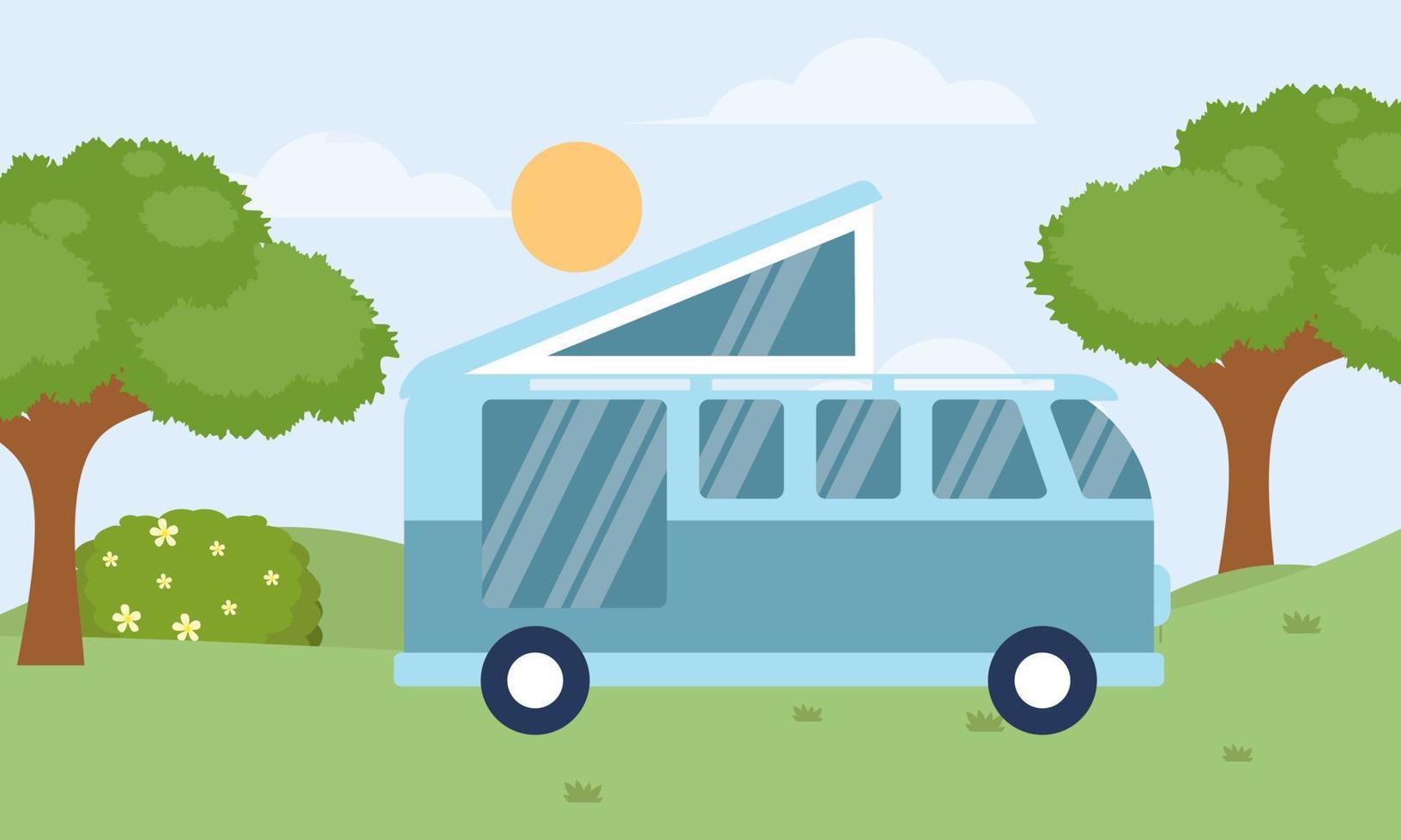 Campervan caravan logo design vector illustration