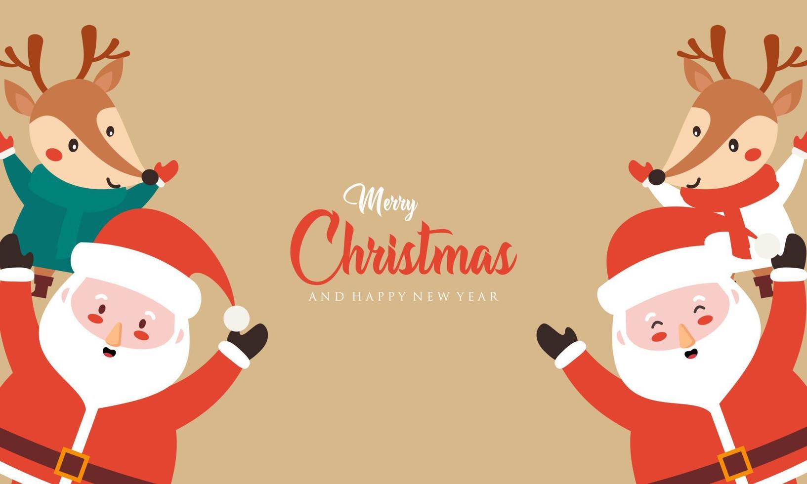 Santa claus and deer background, christmas day vector