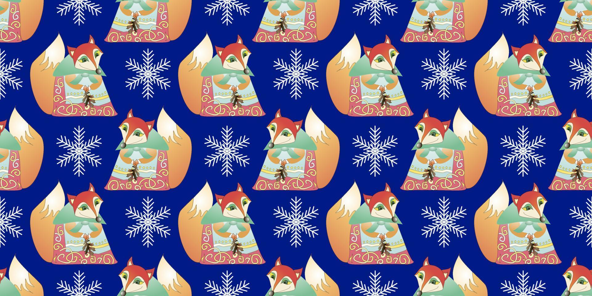 Vector seamless pattern with cartoon fox. Animal print. children background.