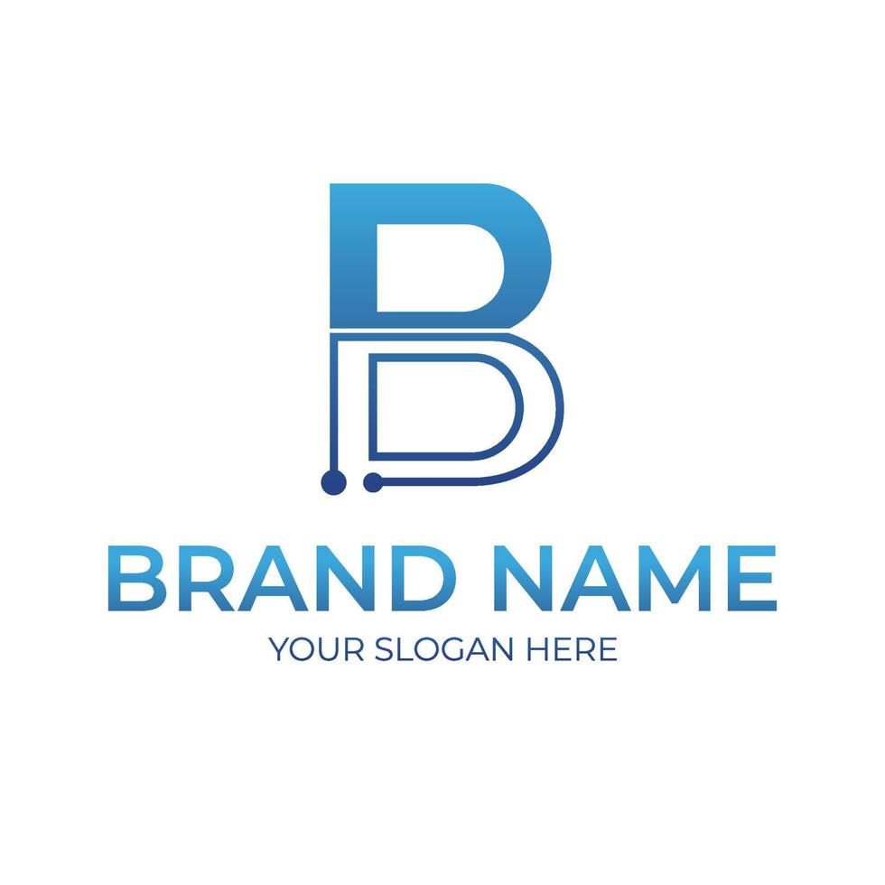 b alphabet tech logo design illustration vector