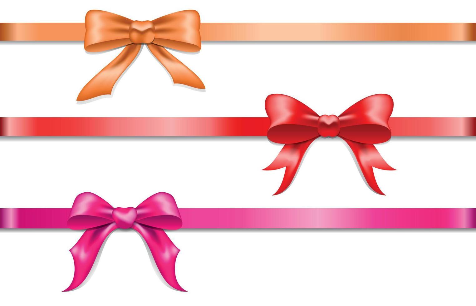 Orange color, red and pink colors bow and ribbon vector illustration, no raster