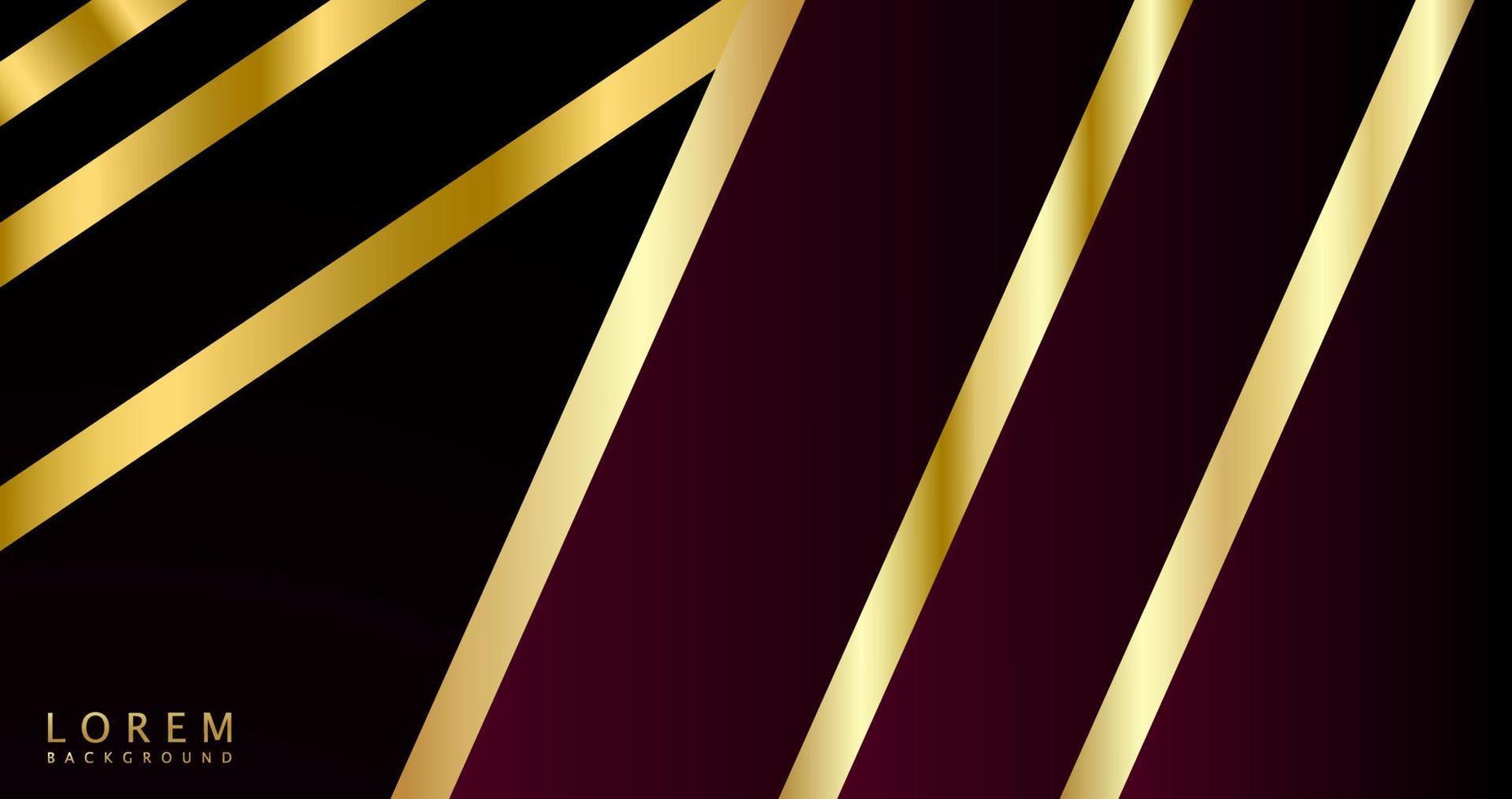 Black and golden smooth stripes abstract corporate graphic design. Geometric dark material background. vector