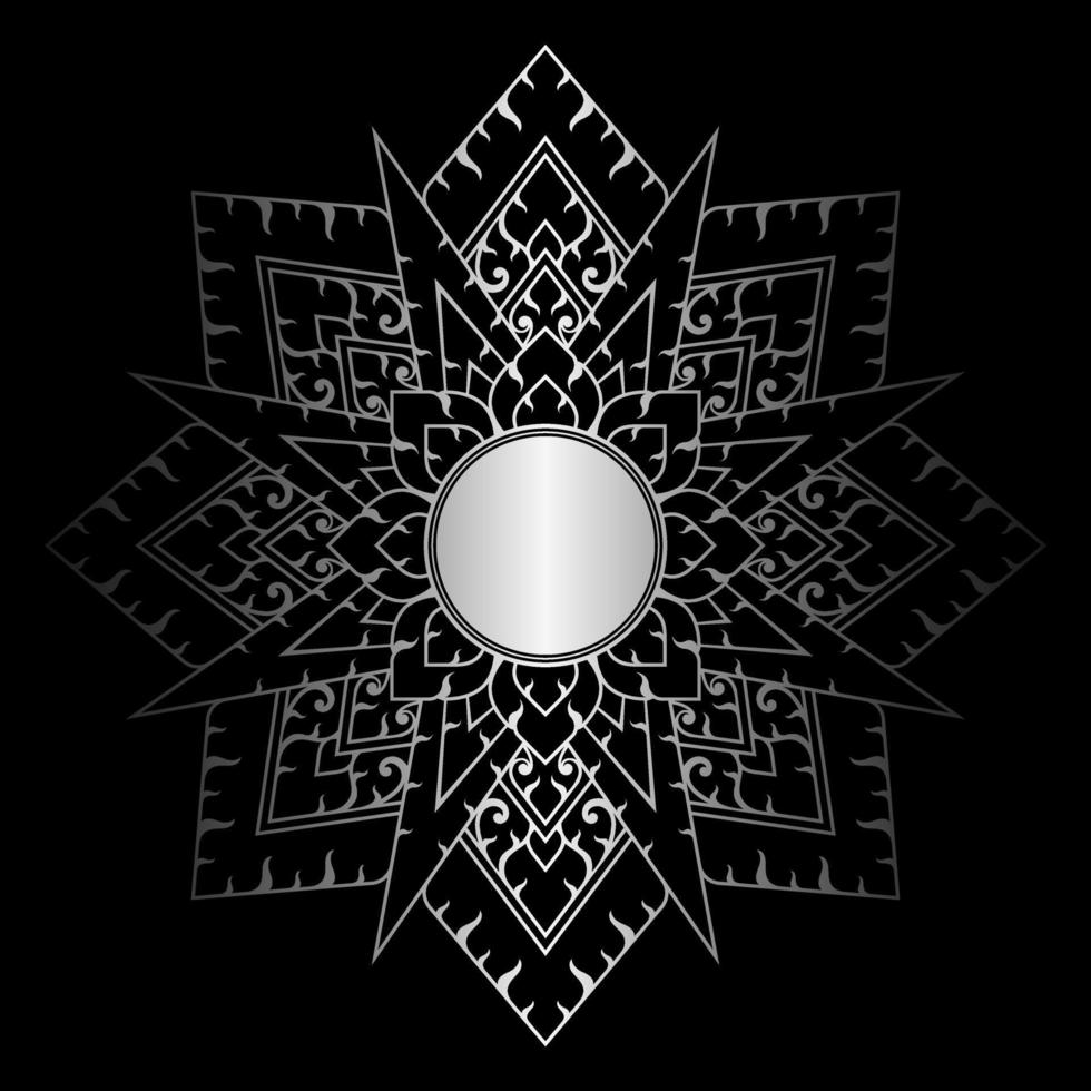 Mandala Pattern Thai Art Silver Eight Pointed Star vector