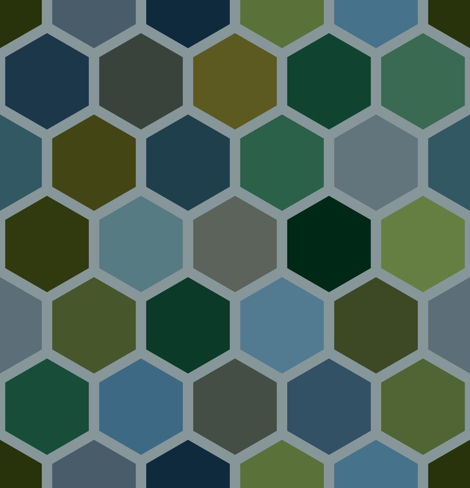 hexágonos de geometría de patrones sin fisuras. tono tierra color azul y verde. vector