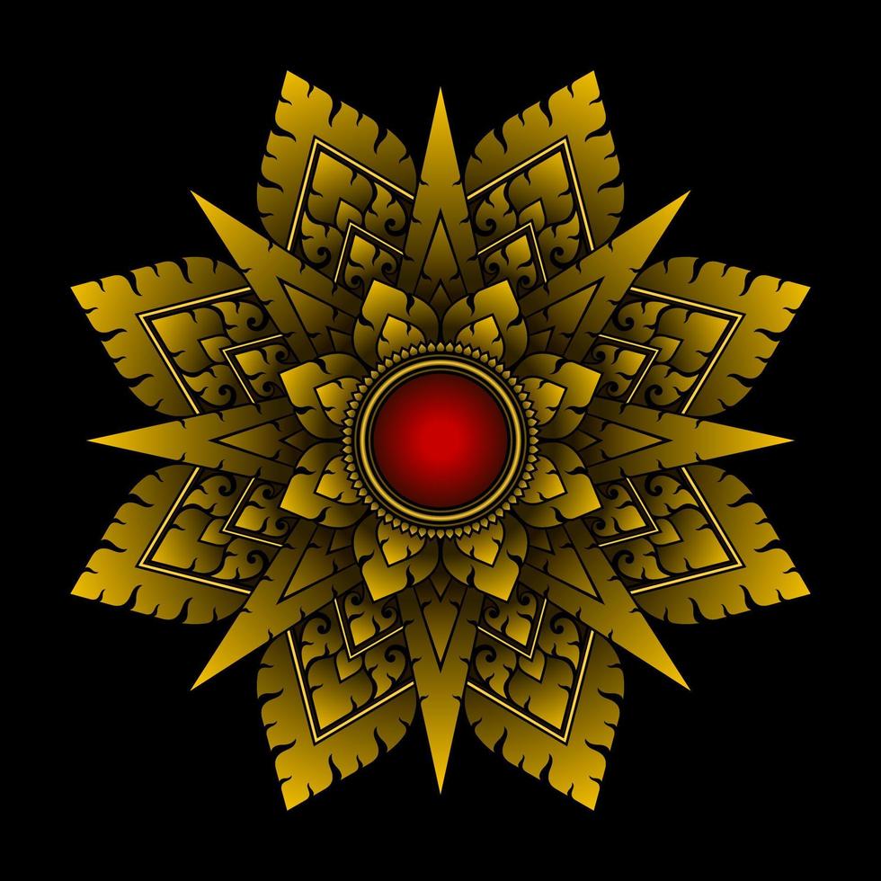 Thai Art Patterns, Octagonal Stars In Mandala Style. vector