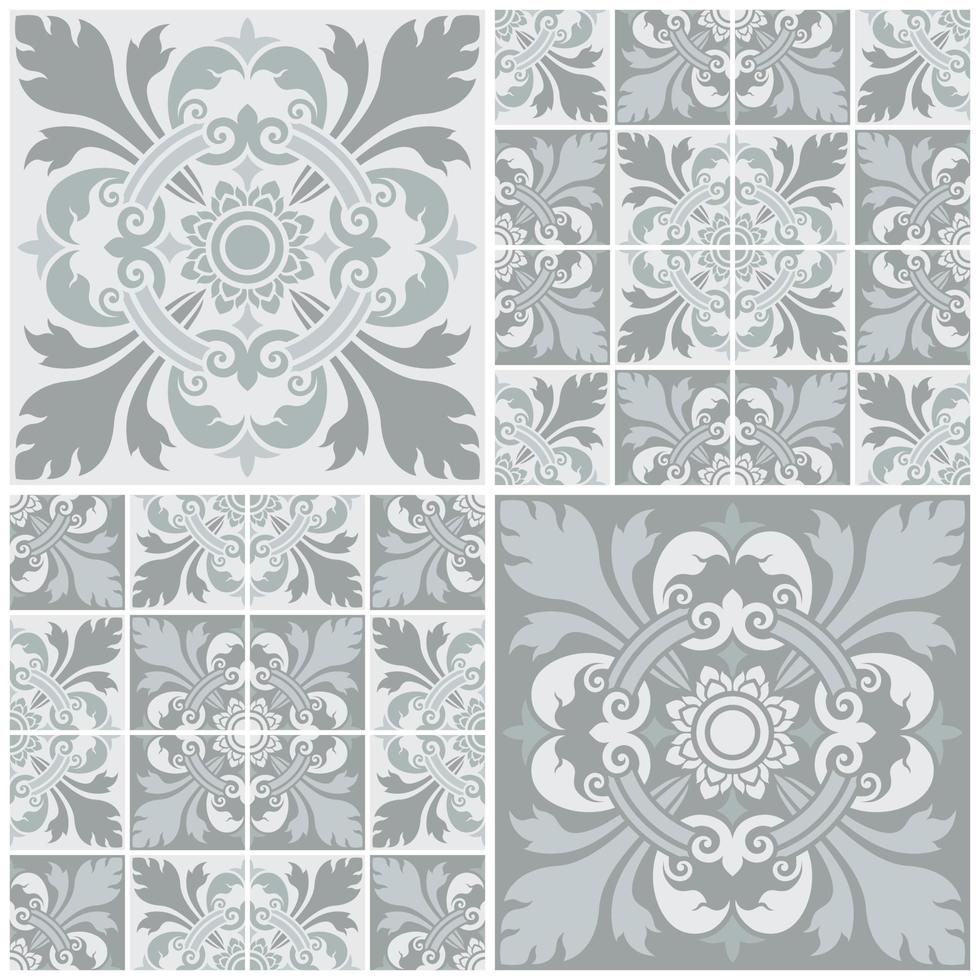 Background Decorative Patterns Set Applied Thai Art Style vector