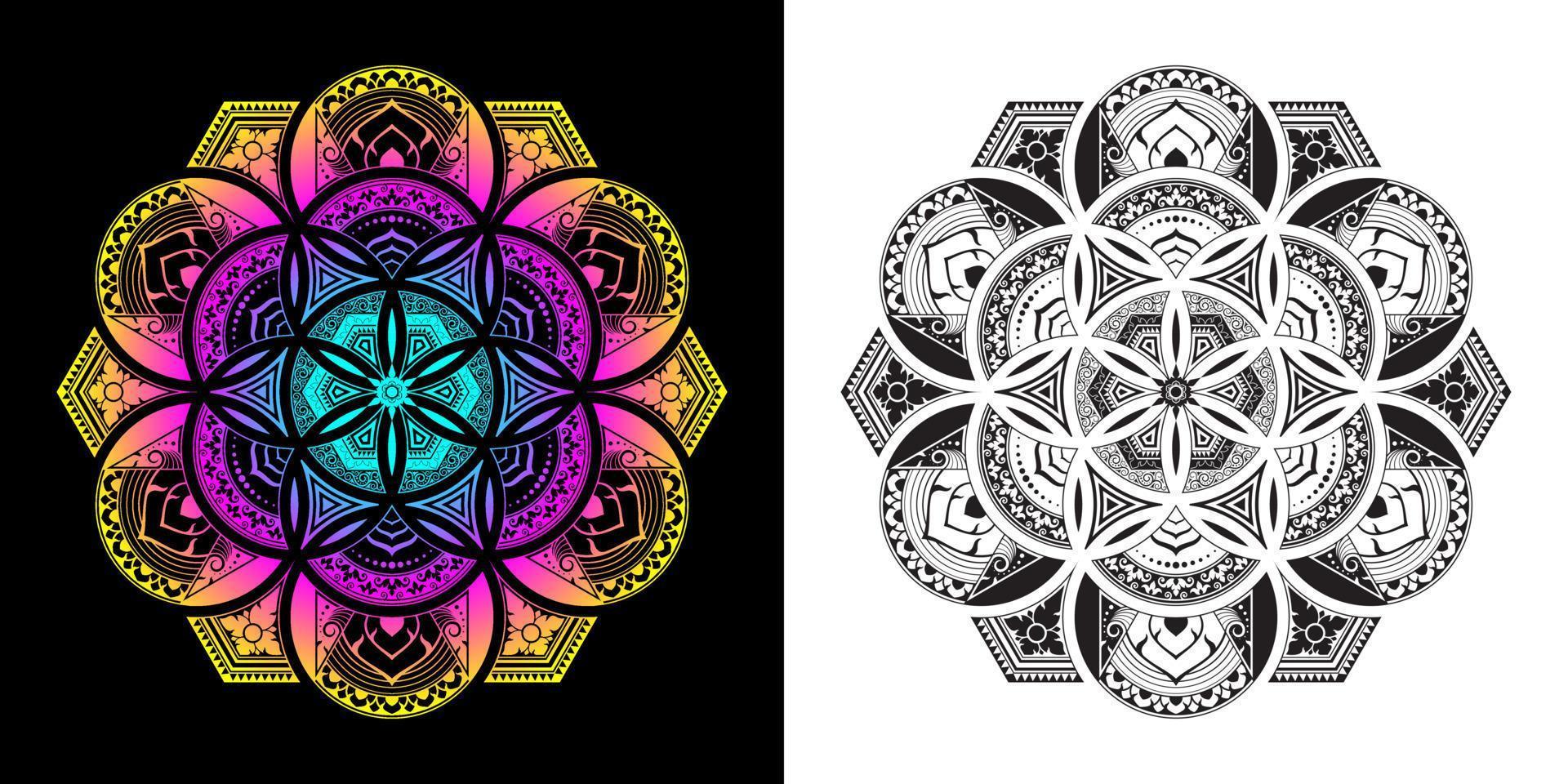 Applied Thai Art Pattern In Mandala Style vector