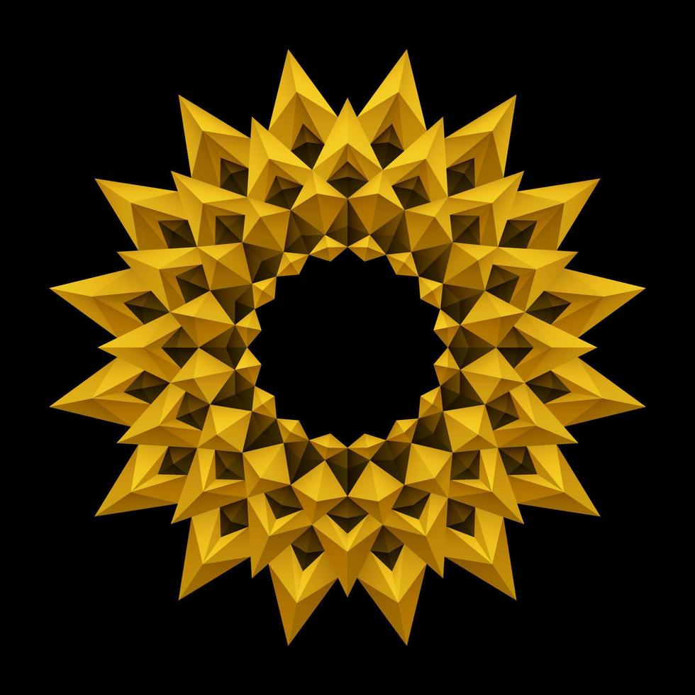 Golden Flower Pattern 3D Geometric Shapes Origami Style vector