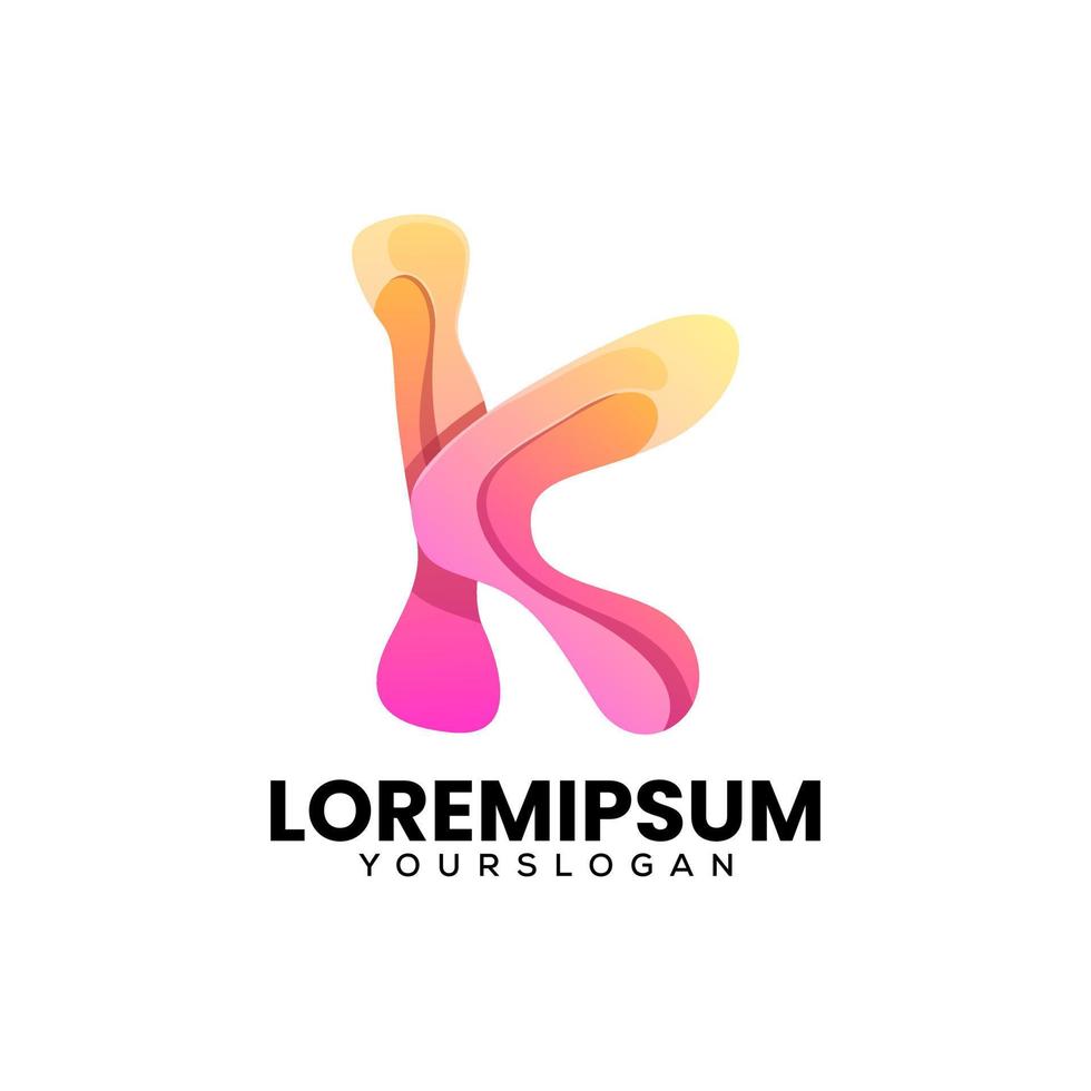 Vector logo illustration letter  K gradient colorful style