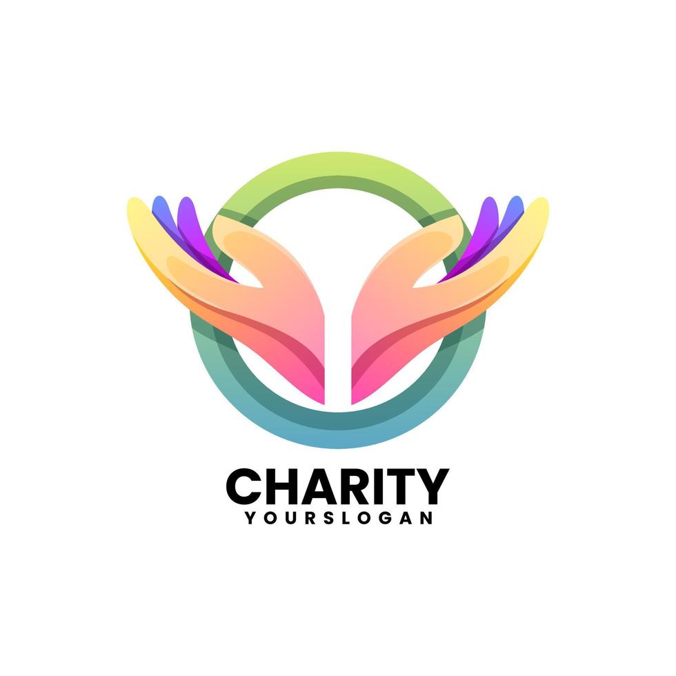 Vector logo illustration charity gradient colorful style