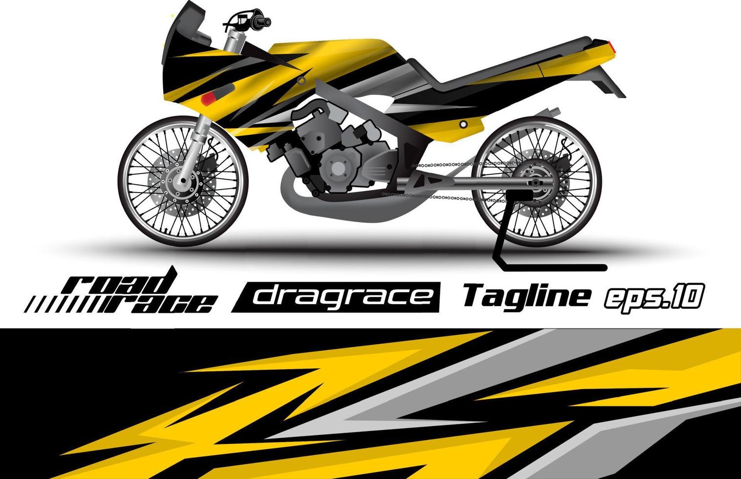 diseño de envoltura de etiqueta de motocicleta de carreras de arrastre de vector completo eps.10