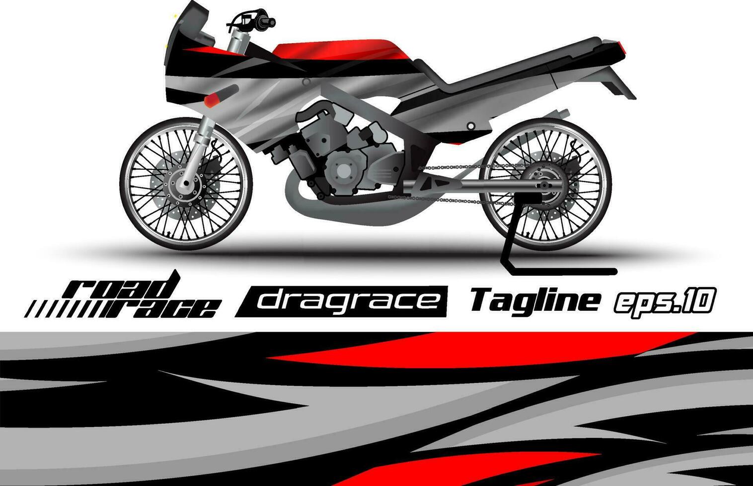 diseño de envoltura de etiqueta de motocicleta de carreras de arrastre de vector completo eps.10