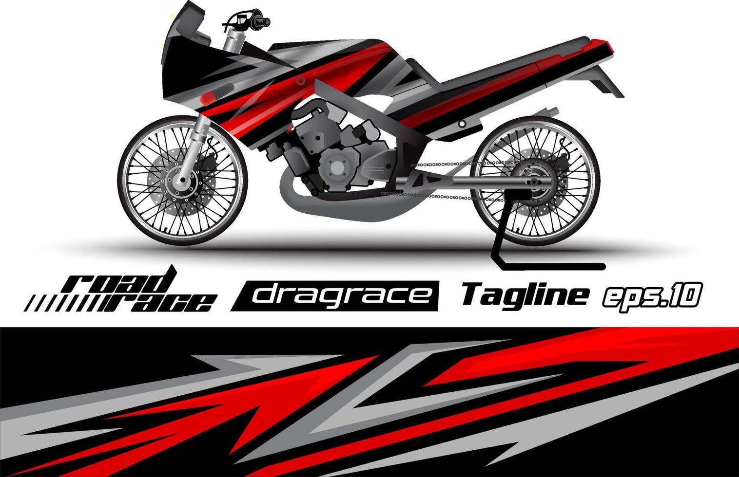 diseño de envoltura de etiqueta de motocicleta de carreras de arrastre de vector completo eps.10