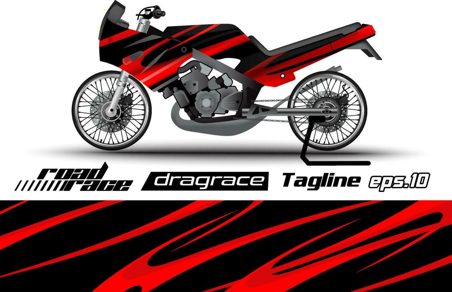 full vector drag racing motorcycle sticker wrapping design eps.10