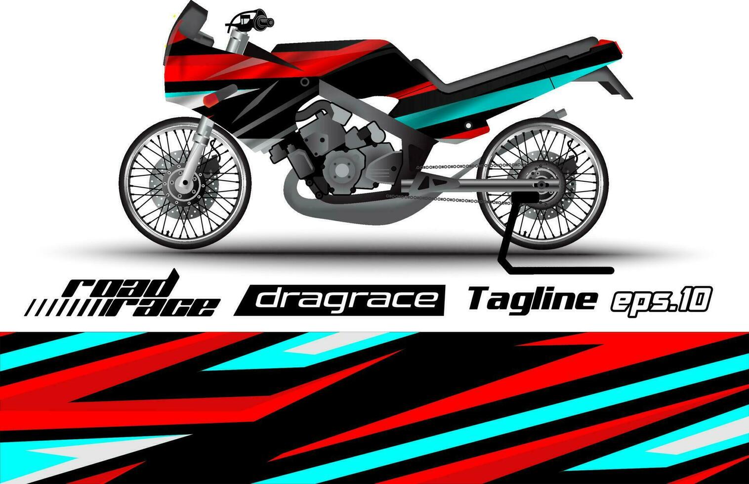 full vector drag racing motorcycle sticker wrapping design eps.10