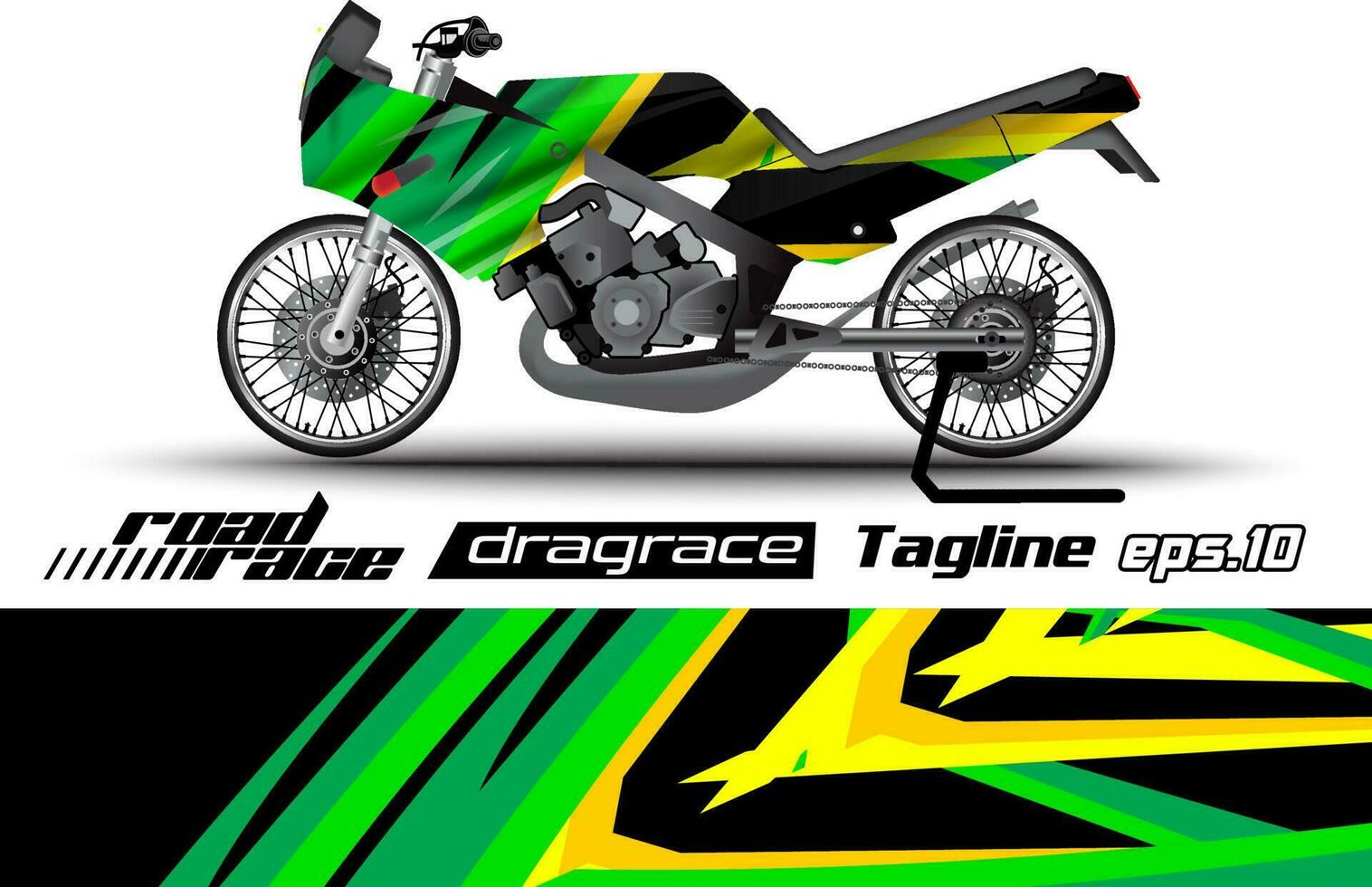 diseño de envoltura de etiqueta de motocicleta de carreras de arrastre de vector completo eps.10