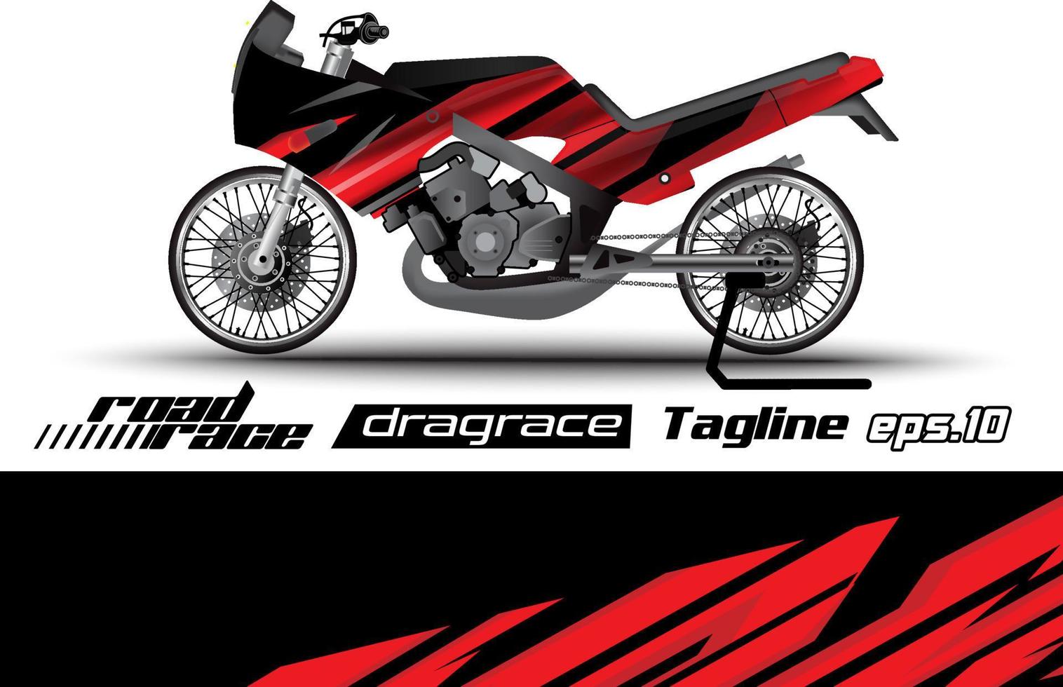 diseño de envoltura de etiqueta de motocicleta de carreras de arrastre de vector completo eps.10