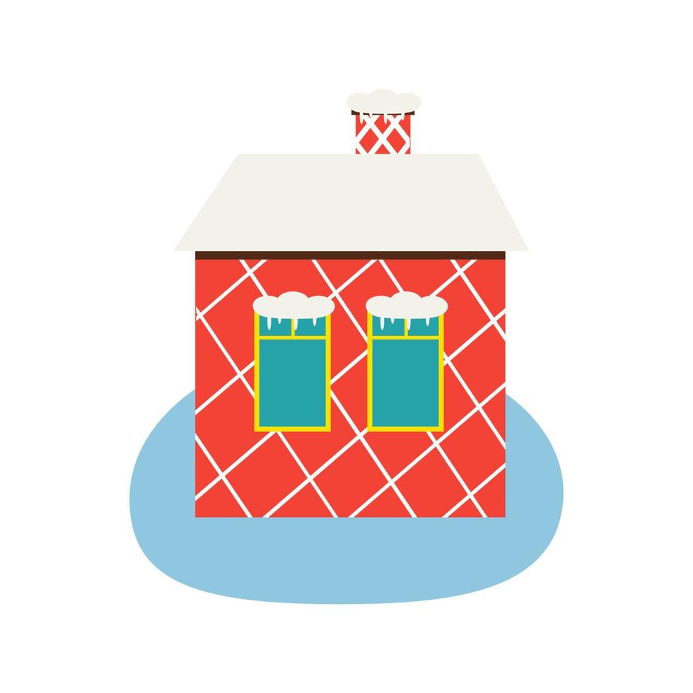 red snow-covered house vector