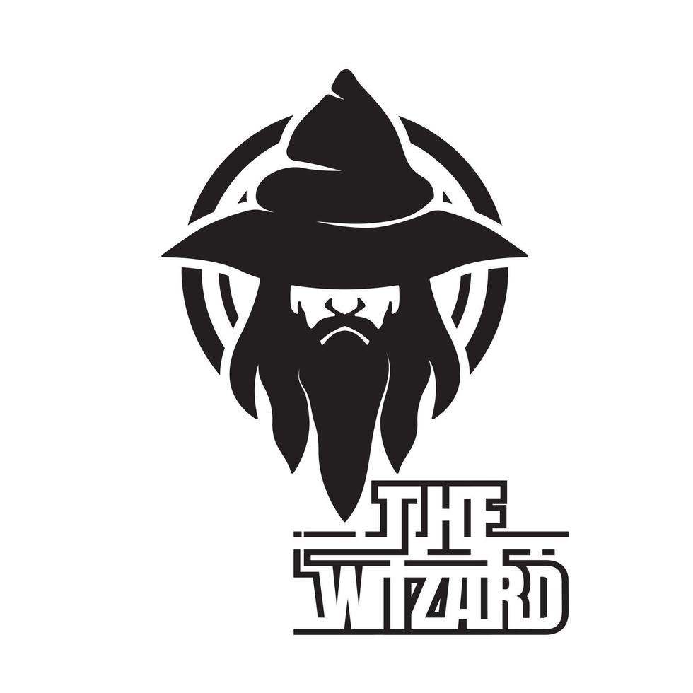 Wizard logo design. Warlock logo character vector