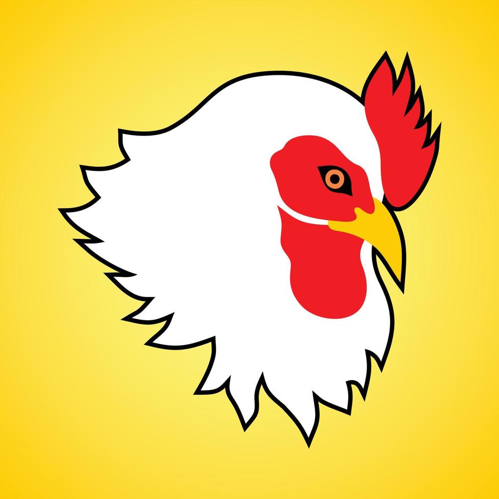 cabeza de gallina blanca sobre fondo amarillo vector