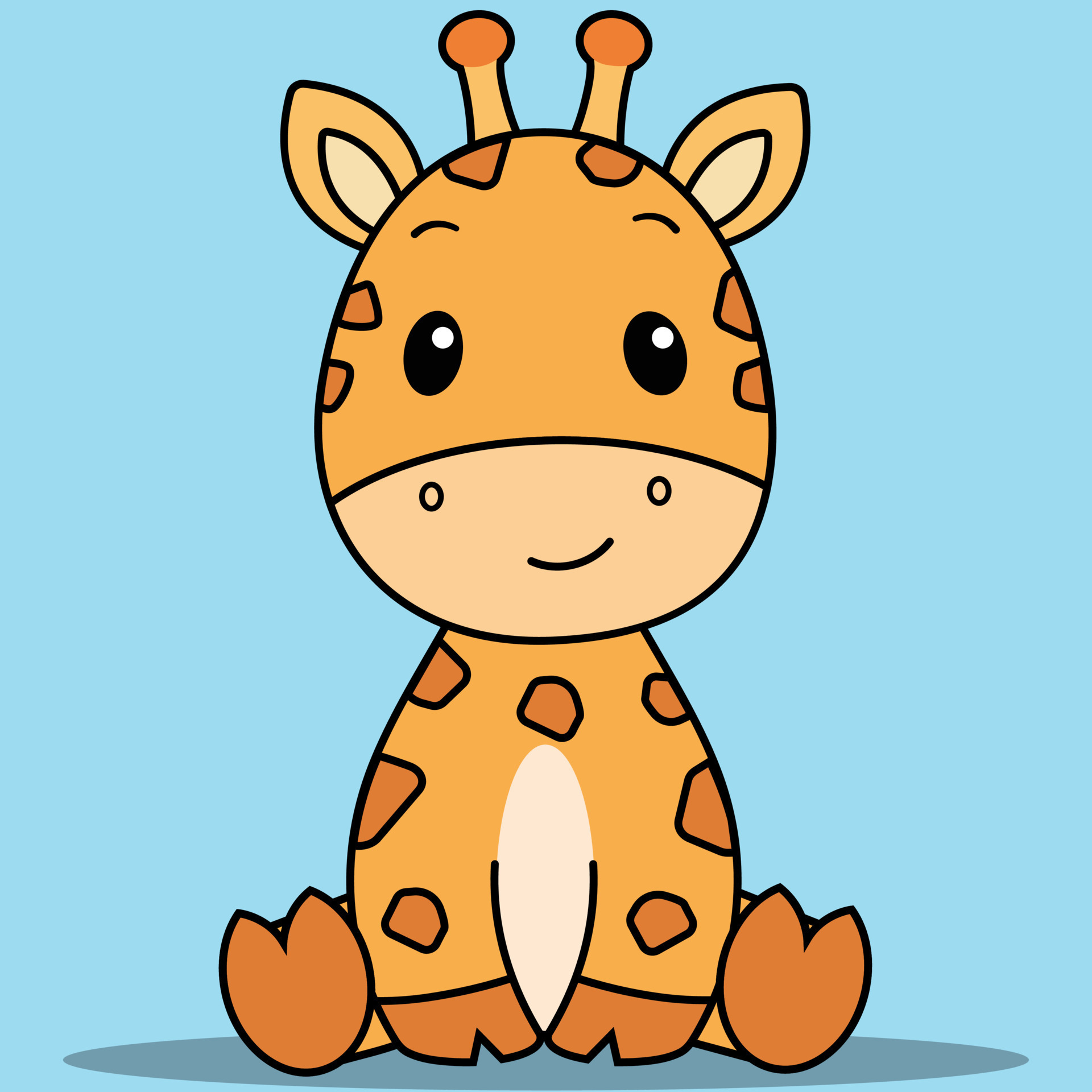 Cute Baby Giraffe, Kawaii Giraffe Sitting 13530833 Vector Art at Vecteezy