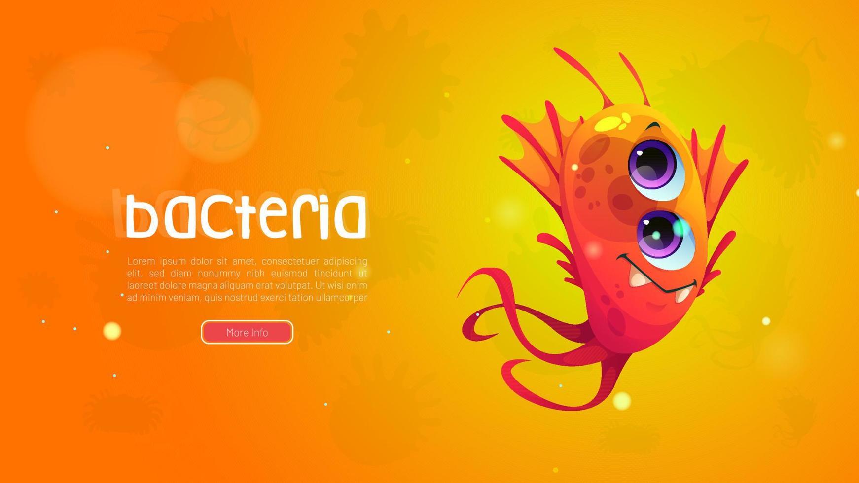 Cartoon bacteria, virus cell web banner with germ vector