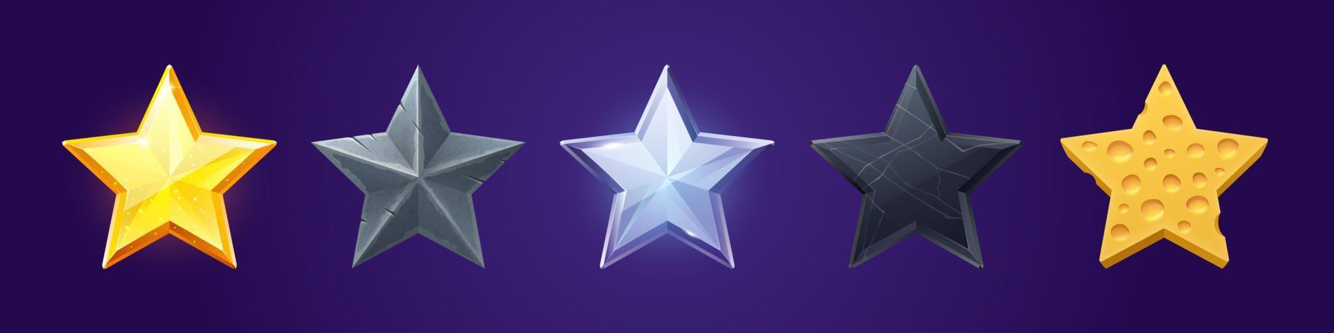 botones en forma de estrella con diferentes texturas vector