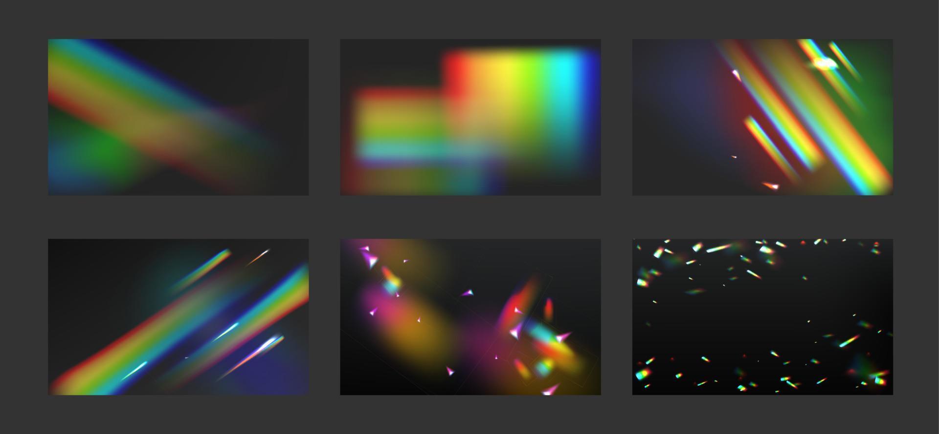 haces de luz de cristal de arco iris, fondos de prisma vector