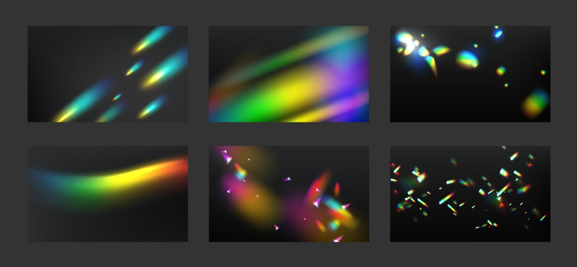 Rainbow lens flare, light leaks effects vector