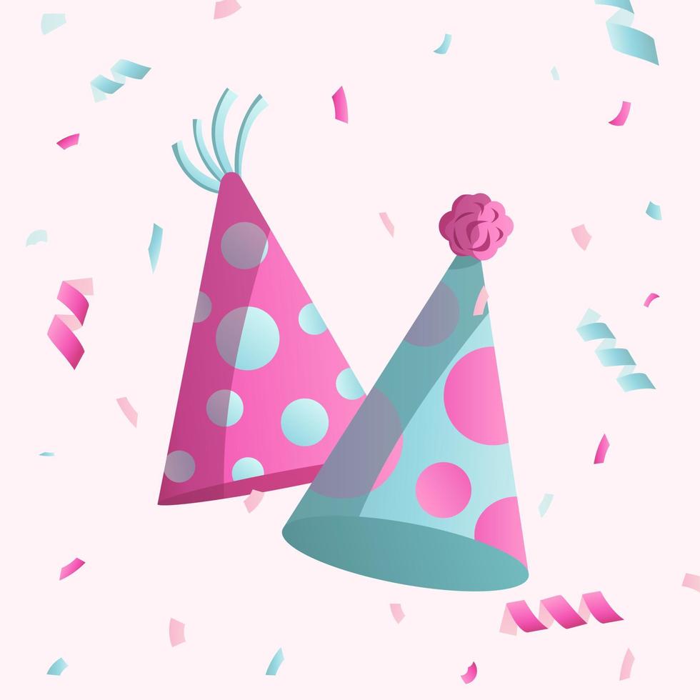 Colorful party caps with confetti vector