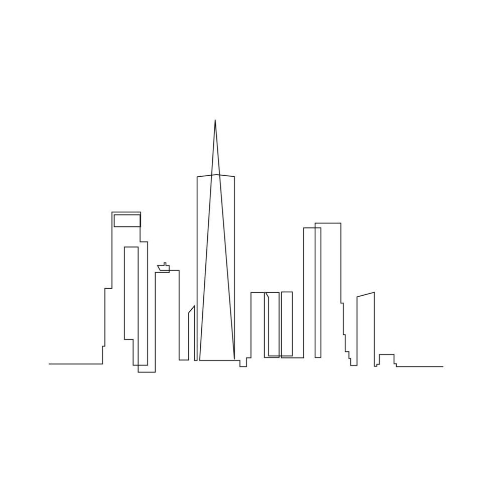 City buildings continues line art drawing vector
