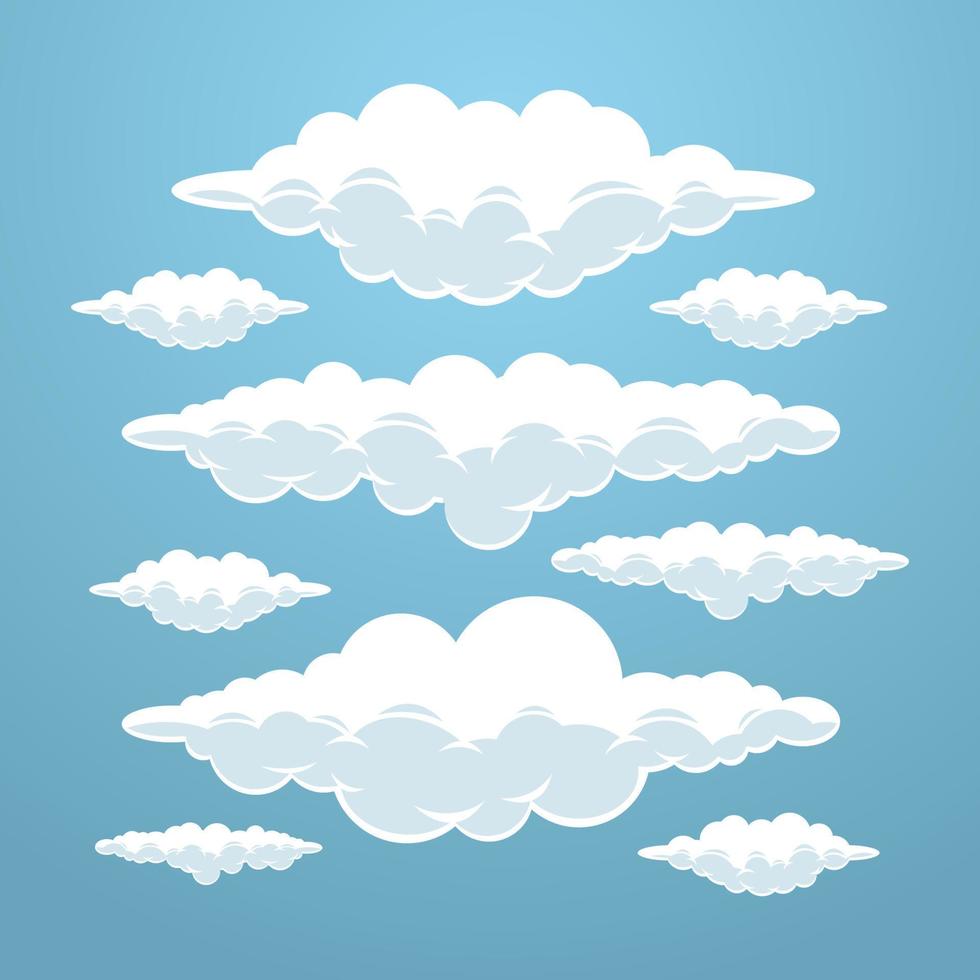 clouds cartoon in the sky vector illustration set